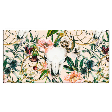 Marta Barragan Camarasa Romantic boho floral skull I Desk Mat