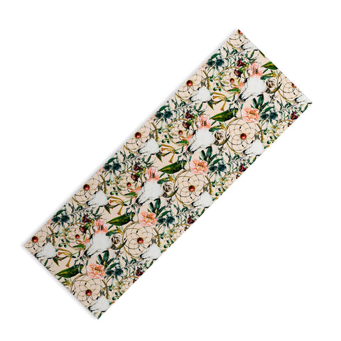 Marta Barragan Camarasa Romantic boho floral skull I Yoga Mat