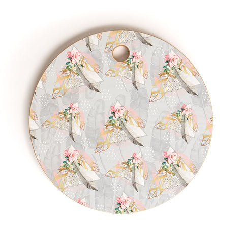 Marta Barragan Camarasa Romantic boho style pattern Cutting Board Round