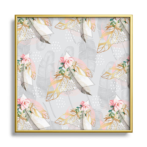 Marta Barragan Camarasa Romantic boho style pattern Square Metal Framed Art Print