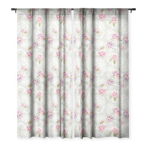 Marta Barragan Camarasa Romantic floral paisley pattern Sheer Window Curtain