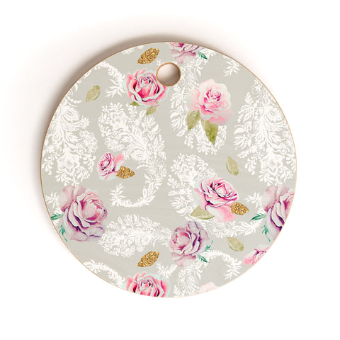 Marta Barragan Camarasa Romantic floral paisley pattern Cutting Board Round