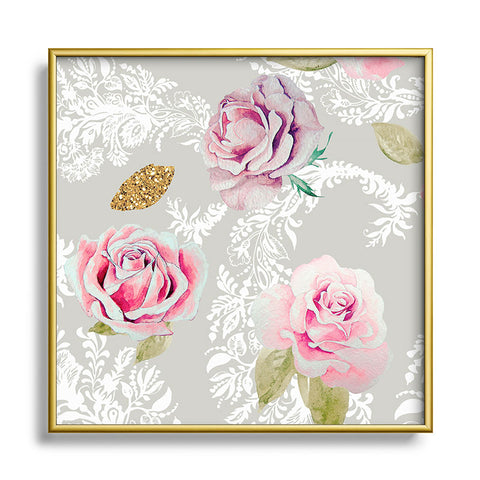 Marta Barragan Camarasa Romantic floral paisley pattern Square Metal Framed Art Print