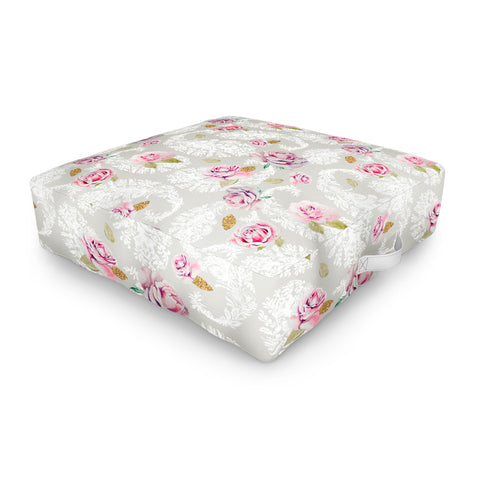 Marta Barragan Camarasa Romantic floral paisley pattern Outdoor Floor Cushion