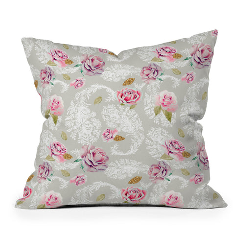 Marta Barragan Camarasa Romantic floral paisley pattern Throw Pillow
