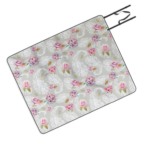 Marta Barragan Camarasa Romantic floral paisley pattern Picnic Blanket