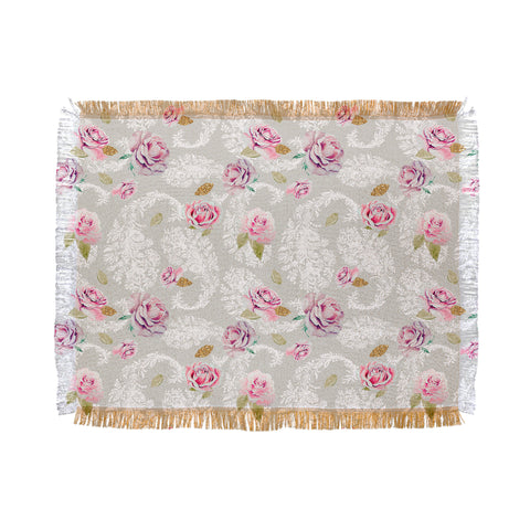 Marta Barragan Camarasa Romantic floral paisley pattern Throw Blanket