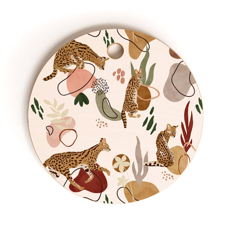 Marta Barragan Camarasa Serval Savannah Cat Cutting Board Round