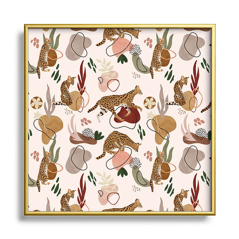 Marta Barragan Camarasa Serval Savannah Cat Square Metal Framed Art Print