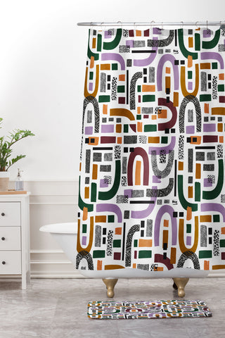 Marta Barragan Camarasa Shapes and animal print Shower Curtain And Mat