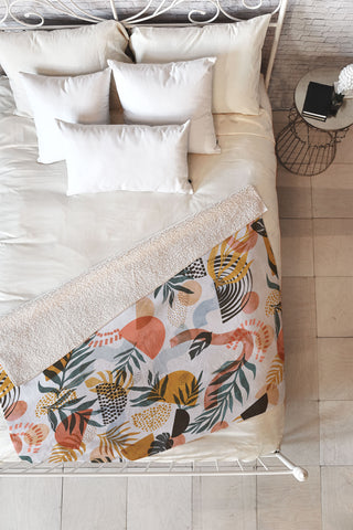 Marta Barragan Camarasa Shapes modern tropical S Fleece Throw Blanket