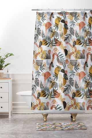 Marta Barragan Camarasa Shapes modern tropical S Shower Curtain And Mat
