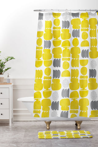 Marta Barragan Camarasa Shapes mosaic modern 50 Shower Curtain And Mat