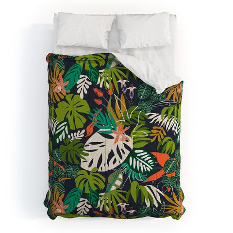Marta Barragan Camarasa Simple dark jungle drawing Comforter