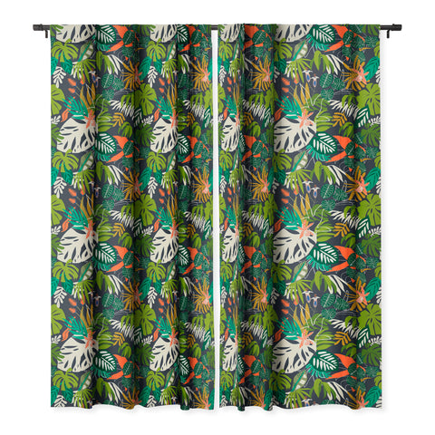 Marta Barragan Camarasa Simple dark jungle drawing Blackout Window Curtain