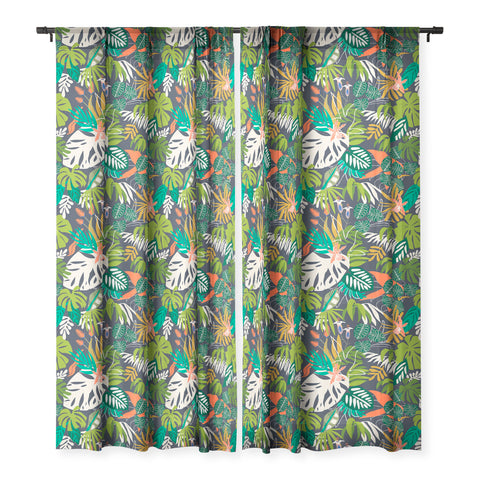 Marta Barragan Camarasa Simple dark jungle drawing Sheer Window Curtain