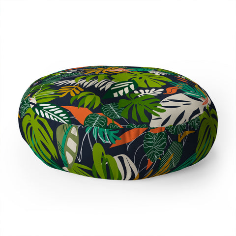 Marta Barragan Camarasa Simple dark jungle drawing Floor Pillow Round