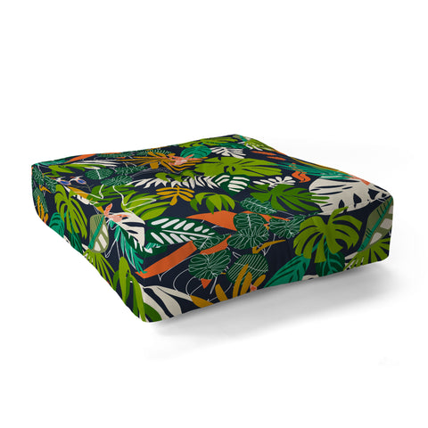 Marta Barragan Camarasa Simple dark jungle drawing Floor Pillow Square