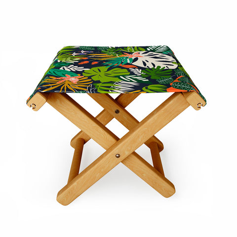 Marta Barragan Camarasa Simple dark jungle drawing Folding Stool