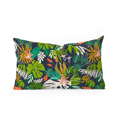 Marta Barragan Camarasa Simple dark jungle drawing Oblong Throw Pillow