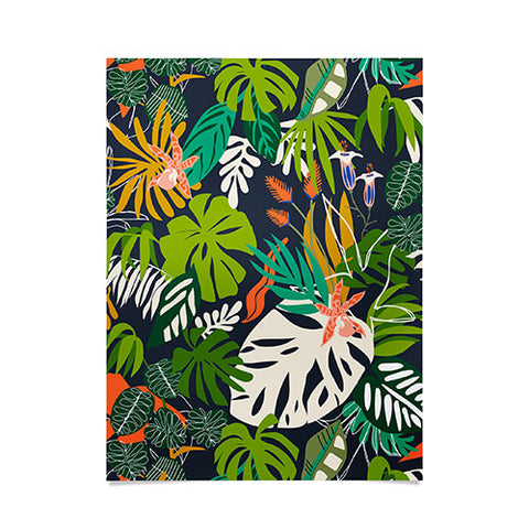 Marta Barragan Camarasa Simple dark jungle drawing Poster