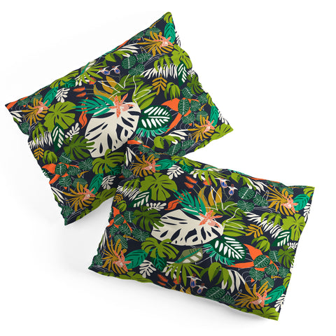 Marta Barragan Camarasa Simple dark jungle drawing Pillow Shams