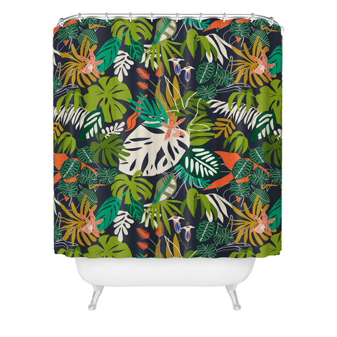Marta Barragan Camarasa Simple dark jungle drawing Shower Curtain