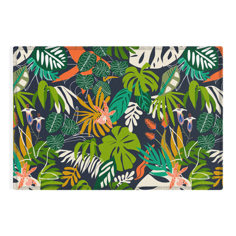 Marta Barragan Camarasa Simple dark jungle drawing Outdoor Rug