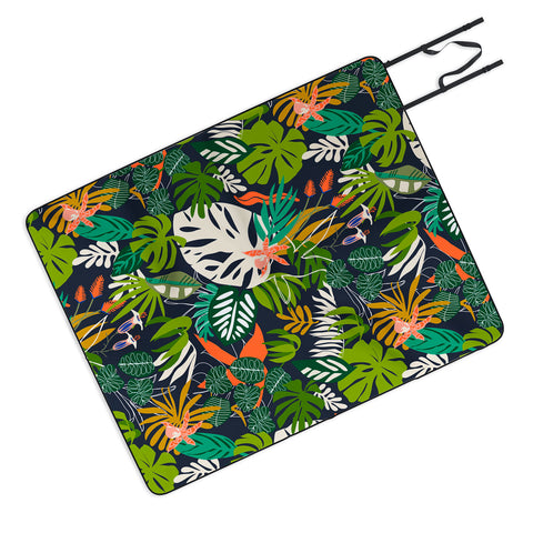 Marta Barragan Camarasa Simple dark jungle drawing Picnic Blanket