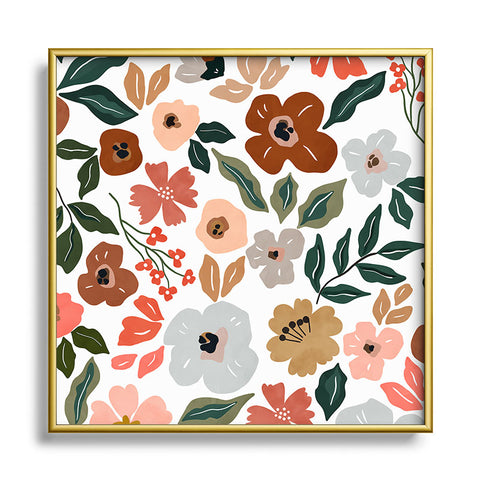 Marta Barragan Camarasa Simple flowery garden 0I Square Metal Framed Art Print