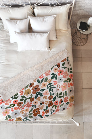 Marta Barragan Camarasa Simple flowery garden 0I Fleece Throw Blanket