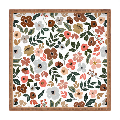 Marta Barragan Camarasa Simple flowery garden 0I Square Tray