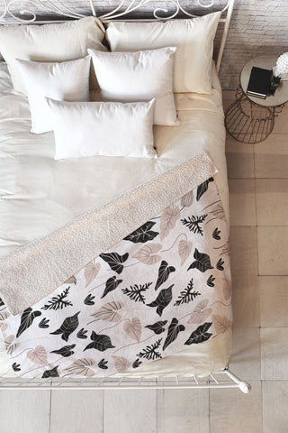 Marta Barragan Camarasa Simple modern nature BW Fleece Throw Blanket