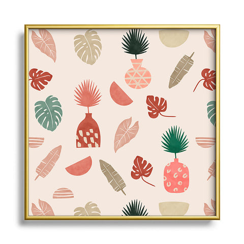 Marta Barragan Camarasa Simple nature in vases Square Metal Framed Art Print