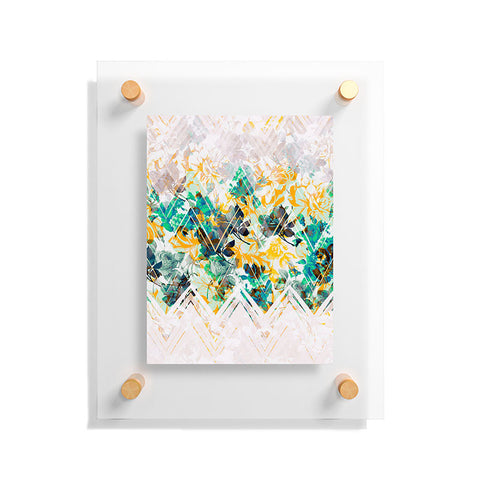 Marta Barragan Camarasa Spring Floral on a geometric background II Floating Acrylic Print
