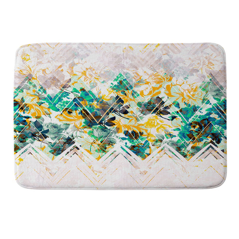 Marta Barragan Camarasa Spring Floral on a geometric background II Memory Foam Bath Mat