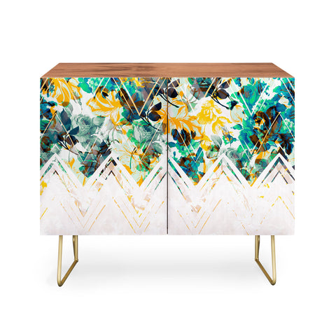 Marta Barragan Camarasa Spring Floral on a geometric background II Credenza