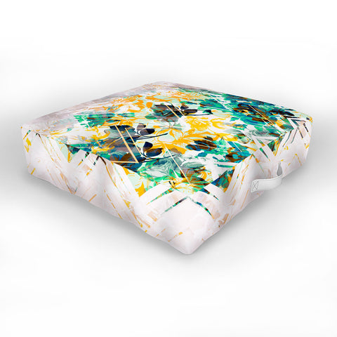 Marta Barragan Camarasa Spring Floral on a geometric background II Outdoor Floor Cushion