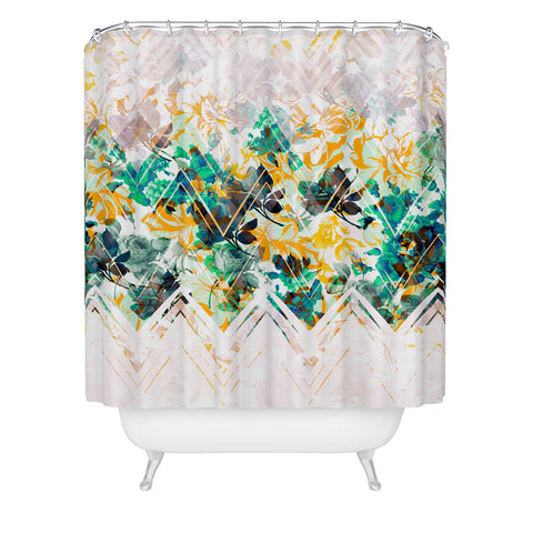 Marta Barragan Camarasa Spring Floral on a geometric background II Shower Curtain