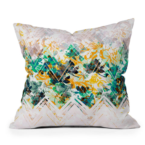 Marta Barragan Camarasa Spring Floral on a geometric background II Throw Pillow