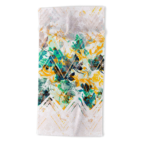 Marta Barragan Camarasa Spring Floral on a geometric background II Beach Towel