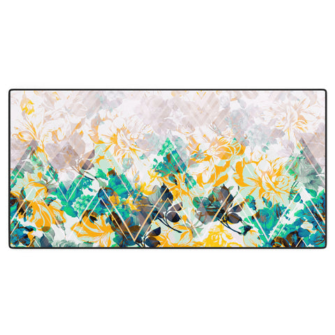 Marta Barragan Camarasa Spring Floral on a geometric background II Desk Mat