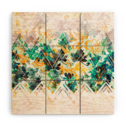 Marta Barragan Camarasa Spring Floral on a geometric background II Wood Wall Mural
