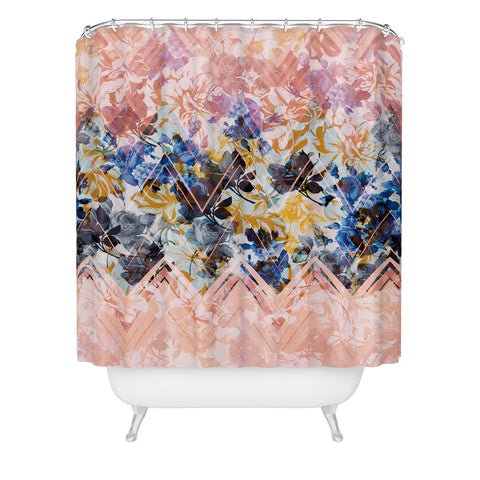 Marta Barragan Camarasa Spring Floral on a geometric background Shower Curtain
