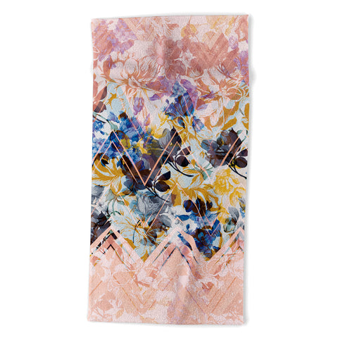 Marta Barragan Camarasa Spring Floral on a geometric background Beach Towel