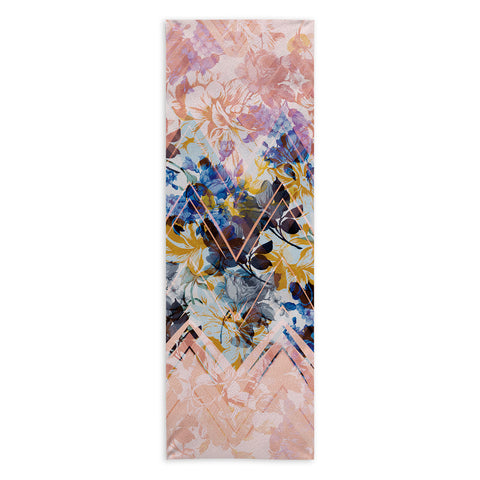 Marta Barragan Camarasa Spring Floral on a geometric background Yoga Towel