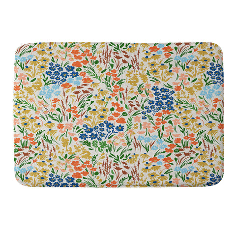 Marta Barragan Camarasa Spring flowery meadow Memory Foam Bath Mat