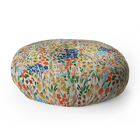 Marta Barragan Camarasa Spring flowery meadow Floor Pillow Round