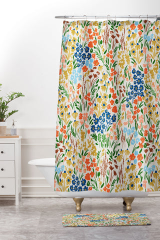 Marta Barragan Camarasa Spring flowery meadow Shower Curtain And Mat
