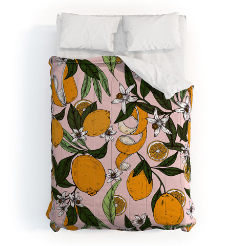 Marta Barragan Camarasa Succulent sweets oranges Comforter